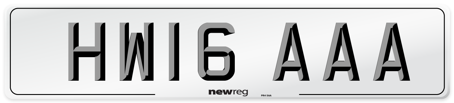 HW16 AAA Number Plate from New Reg